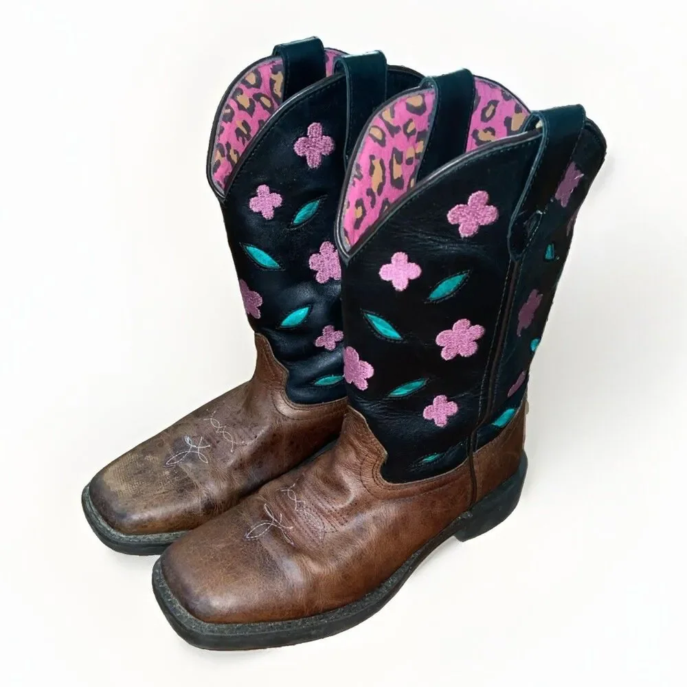Smoky Mountain Girls Dogwood Western Cowboy Boots Size 3.5 R Floral Square Toe